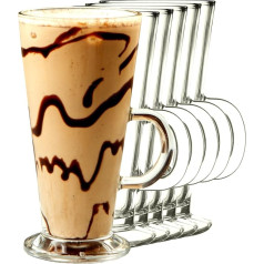 KIAPPO Glāžu komplekts 250 ml - 6 gabali Kafijas glāzes - kokteiļu glāzes - dzeramās glāzes - Latte Macchiato glāzes - augstas glāzes ar rokturi - var mazgāt trauku mazgājamā mašīnā - 75 x 75 x 145 mm