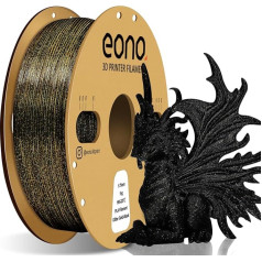 Eono Glitter Gold Galaxy Black PLA filaments 1,75 mm (± 0,03 mm), 3D printera filaments FDM printerim, galaktikas spīduma efekts, 1 kg spole, 1 kg spole