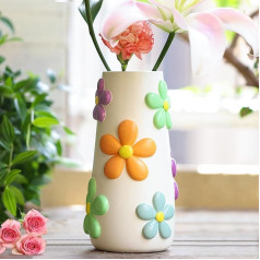 GUGUGO Pastel Flower Vase for Flowers, 8 Inch Tall Rainbow Mushroom Decor, Eclectic Vases for Flowers, Unique Colorful Decorative Vase, Cute Room Decor, Aesthetic