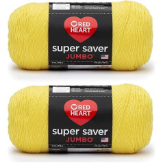 Red Heart Super Saver Jumbo Yarn Bright Yellow - 2 pakuotės po 14 uncijų - Akrilas - 4 Medium (Worsted) - 700 metrų - Mezgimas / nėrimas