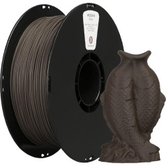 kexcelled PLA Wood Filament 1,75 mm, koks, 3D printeru filaments, īpašs PLA koksnes izskats, dabīga koksnes šķiedra, izmēru precizitāte +/- 0,03 mm, 1 kg spole, brūna krāsā