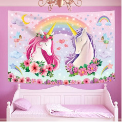 DECOWALL Ucnicorn TP-011 Bērnu gobelēns Sienas piekaramais materiāls guļamistabai Dzīvojamā istaba Kopmītne Māksla Mājas dekors Poliesters 150x100cm