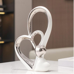 ODMYZG Double Heart Ornament, Double Heart Ceramic Statue, Home Decoration, Creative Home Decoration, Gift, Office, Living Room, Decoration, Souvenir, Suitable for Gift, Height 30 cm