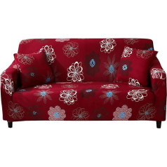 Okyuk Stretch Sofa Cover Printed Couch Covers Loveseat Slipcovers Couches Sofas Elastic Universal Furniture Protector with Red Flowers 2-Seater