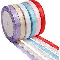 GlasFlength 6 krāsas 22 m x 10 mm, lentes Dāvanu lentes lentes lentes amatniecības izstrādājumu, 16 krāsas Dāvanu lentes DIY mākslas amatniecības izstrādājumu, dāvanu iepakojuma, loki, kāzu apdare