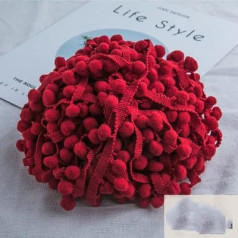 20 m varavīksnes Pom Pom Pom lentes Bobble bārkstis Pompoms Krāsaina amatniecības šūšanas lente Pom Poms Tassel Lace Trim Ball Fringe apģērbu spilvenu aizkariem DIY šūšanas piederumi - Deep Red