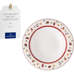 Villeroy & Boch Toy's Delight Specials zupas šķīvis, krāsains, piemērots mazgājamajai mašīnai, piemērots mikroviļņu krāsnī, dziļš šķīvis zupām, salātiem vai makaroniem, Ziemassvētku trauki, dziļš makaronu šķīvis, augstas kvalitā