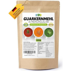 EWL Naturprodukte Guāra sveķi saldējumam 1 kg, Guāra sveķi vegāns un bez lipekļa, saistviela E 412 3500 cps, kontrolēts un iepildīts Vācijā