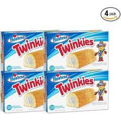 Fisher's Sweet Shop 4 x Hostess Twinkies | 4 iepakojumi Twinkies 385g | Twinkies Spongecake Value Pack | 10 kūkas vienā iepakojumā