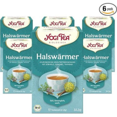 YOGI TEA, kakla sildītājs, ājurvēdas organiskā garšvielu un zāļu tēja, bez kofeīna, lakricas, fenheļa un timiāna maisījums, Yogi Tea 6 Pack, 6 x 17 maisiņi (kopā 102 tējas maisiņi)