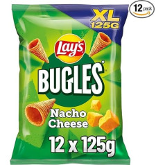 Lay's Bugles Nacho Cheese - Hearty Corn Snack with Cheese Flavour (12 x 125g)