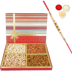 Jaiccha Ghasitaram Rakhi dāvanas brāļiem Augļu n riekstu Dryfruit Box 1000 GMS ar Pearl Rakhi