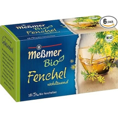 Meßmer Organic Fennel | Nomierinoša | 18 tējas maisiņi | Vegāns | Bez glutēna | Bez laktozes (6 paciņas)