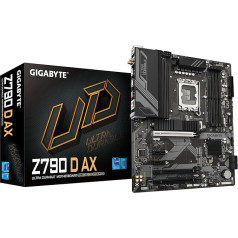 Gigabyte Z790 D AX pamatplate - atbalsta Intel Core 14. paaudzes procesorus, 12+1+1+1 fāzes digitālais VRM, līdz 7600 MHz DDR5 (OC), 3xPCIe 4.0 M.2, Wi-Fi 6E, 2.5GbE LAN, USB 3.2 Gen 2