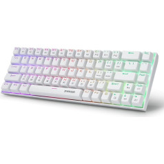 E-Yooso Z-686 65% mehāniskā spēļu tastatūra ar ASV izkārtojumu (QWERTY) RGB, kompakta 68 taustiņu mini vadu sarkanā tastatūra ar sarkanu slēdzi Windows portatīvajam datoram PC Mac ar, balta