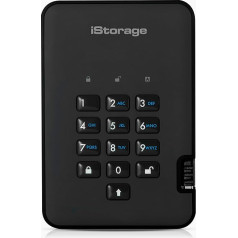 iStorage IS-DA2-256-1000-B 1TB diskAshur2 USB 3.1 drošs portatīvais šifrēts cietais disks - Phantom Black