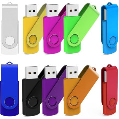 USB atmintinė 32 GB, 10 vnt., MAKACTUA USB atmintinė 2.0 Memory Stick 32 GB USB lazdelės sukiojamosios atmintinės Memory Stick įvairių spalvų