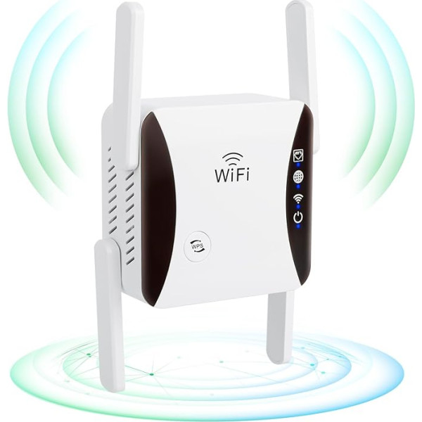 DINGBIU WLAN pastiprinātājs - WLAN atkārtotājs 300 Mbit/s 2,4 GHz, WiFi pastiprinātājs, WiFi pastiprinātājs ar atkārtotāja/AP režīmu un WPS funkciju, interneta pastiprinātājs līdz 3650 kvadrātmetriem un 35+ ierīcēm