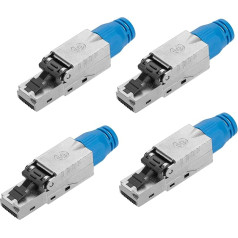 kwmobile 4 x CAT 8 RJ45 tinklo jungtys su apsauga nuo įtempimo, ekranuotos, be įrankių, CAT 8 LAN tinklo kabelio kištukas, RJ45 kištuko jungtis