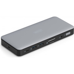 Dokēšanas stacija usb c tipa 11-port 2x hdmi 1x displayport 4k/60hz dc-jack 150w