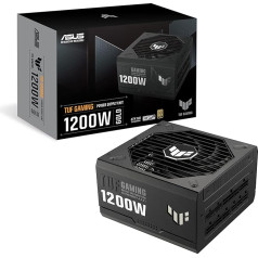 ASUS TUF Gaming 1200 W zelta barošanas bloks (1200 W, pilnībā modulārs barošanas bloks, ATX 3.0 saderīgs, Axial Tech ventilators, PCB pārklājums, ventilators ar dubulto lodīšu gultni)