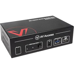 AV Access 8K KVM slēdzis 2 datoriem 1 monitoram ar HDMI 2.1, USB 3.0 un karsto taustiņu pārslēgšanu, atbalsta 10K@120hz, 8K@120hz, 1080P@240hz un 2K@165hz visām operētājsistēmām, ideāli piemērots spēlēm, darba stacijām