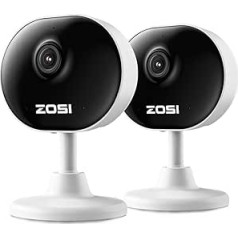 ZOSI 2MP 1080p iekštelpu WLAN IP kamera ar pievienojamu barošanas avotu, vietējais mākslīgais intelekts personai/kustībai, 2,4GHz WiFi, 2 gab., C688