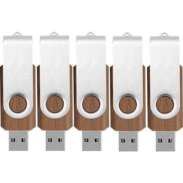 TATMOHIK Koka USB zibatmiņas karte 32 GB, 5 gabali Koka USB zibatmiņas karte 32 GB, 5 gabali USB 3.0 metāla grozāmā klipa USB zibatmiņas karte (32 GB USB 3.0, 5 gabali)