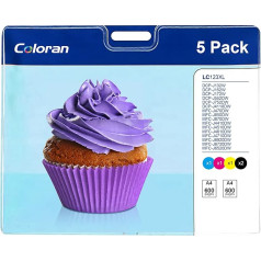 Coloran LC123XL Multipack saderīgs ar Brother LC123XL LC-123 Brother DCP J4110dw DCP-J552DW DCP-J172W MFC-J4410DW MFC-J4510DW MFC-J6520DW MFC-J6720DW (5 iepakojumi)