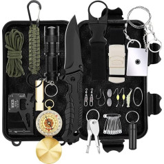 WOWOSS Survival Kit 36-in-1 Survival Equipment Avārijas rīks Āra Multi-Tools pārgājieniem Pārgājieni Kempingi Medības Riteņbraukšana Outdoors