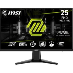 MSI MAG 256F 24,5 collu FHD spēļu monitors - 1920 x 1080 Rapid IPS panelis, 180 Hz / 1 ms GtG, 127% sRGB, bezrāmju dizains, HDR gatavs - DisplayPort 1.2a, HDMI 2.0b CEC