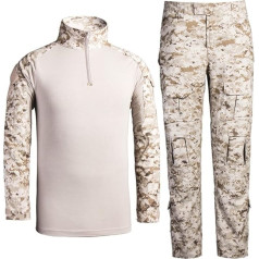 QCHENG Tactical Shirt Military Shirt and Trousers Airsoft Men's Long Sleeve BDU Combat Camouflage Combat T-Shirt for Tactical Paintball Uniform Army