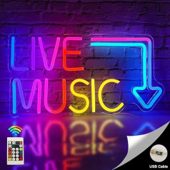 Horseneon Live Music Neon Sign Mūzikas neona gaisma ar mainīgām RGB gaismām Mūzikas bāra neona zīmes Neona gaisma ar tālvadības pulti / App Control guļamistabai Alus bārs Mūzikas studija Spēļu istaba