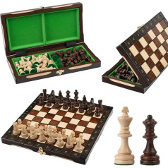 Ceļojumu šaha komplekts | Master of Chess | Basswood Elegant Chess Board 29 cm | Šaha spēles komplekts - šaha dēlis Hochweertig ar figūrām - pārnēsājams šaha komplekts pieaugušajiem un bērniem