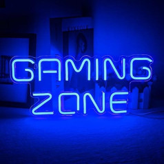 ineonlife Gaming Zone Neon Sign Blue LED Gaming Neon Light for Wall Decor Letter Neon Light Sign for Game Room, Game Zone, Man Cave, Dāvanas Gamers, Boys, Men