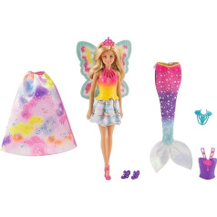 Barbie Dreamtopia FJD08 3-in-1 fantāzijas lelle, pasaku nāras un princeses lelles dāvanu komplekts ar aksesuāriem, meiteņu rotaļlieta no 3 gadiem, viena, 0