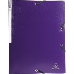 Exacompta 55818E 10 necaurspīdīgu A4 A4 formāta mapju iepakojums ar 2 elastīgām lentēm un 3 atlokiem Violeta dokumentu mape, ideāli piemērota birojam un skolai