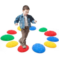 11 gabali Stepping Stones bērniem iekštelpu āra Montessori rotaļlietas līdzsvara klucīši veido koordināciju, veiklību un spēku. Šķēršļu trase maziem bērniem, labākā dāvana bērniem