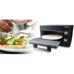 Steba Power Pizza Maker PB 1000, ieskaitot 30 cm diametra picas akmeni, nepārtraukta temperatūras kontrole no 160-400 °C, ļoti augsta sildīšanas jauda līdz 1800 W, taimeris, aizsardzība pret pārkaršanu, dzesēšana