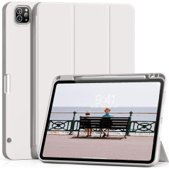 JKSML Futrālis iPad Pro 12.9 2022 (6. paaudze), iPad Pro 12.9 collu 2021/2020/2018 (5./4./3. paaudze) ar Pencil turētāju, miega/modināšanas funkciju, atbalsta Pencil 2 lādēšanu, pelēks