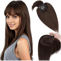 Elailite Toupee женский шиньон настоящие волосы Topper пони MONO 40 см 42 г Клип-вставка 150% плотность Remy Прямые 16 дюймов #02 темно-коричневый