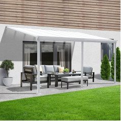 HOME DELUXE - Solis terases nojume - balta - platums x dziļums x augstums: 495 x 303 x 226/278 cm - ietilpst dobu paneļu paneļu montāžas materiāls I Lapene, lapene, lapene, pergola