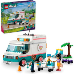 LEGO Friends Heartlake City slimnīcas ātrās palīdzības automašīnas komplekts ar 3 varoņiem, dāvanu ideja bērniem, meitenēm un zēniem no 6 gadu vecuma, sociāli emocionāla rotaļlieta, neatliekamās medicīniskās palīdzības transportlīdzek