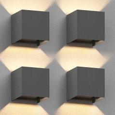 ledscom.de Cubel Wall Light for Outdoor Use, IP65, Up/Downlight, Anthracite Matt, Square, 1x G9 Max. 10 W, Pack of 4