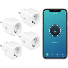 CNBINGO Smart Plug, viedā WLAN rozete, darbojas ar Alexa (Echo, Echo Dot), Google Assistant, patēriņa mērīšana, tikai 2,4GHz WiFi, 4 gab. komplektā