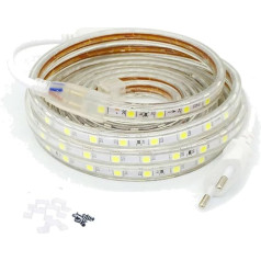 FOLGEMIR 10 m auksti balta LED lente, 220 V 230 V gaismas lente, 60 LED/m lente, IP65 gaismas caurule, viegls fona apgaismojums