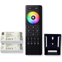 GIDEALED 4 zonu 2,4GHz bezvadu RF tālvadības pults + 2 gabali RGBW LED kontrolieru komplekts, grupas vadība/vienreizēja vadība 5050SMD FCOB COB 5 Pin RGBW LED sloksnes DC5V DC12V DC24V aptumšošana Krāsu maiņa