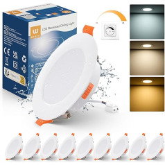 wowatt LED iebūvēts starmešu apgaismojums 230 V Dimmable IP44 LED starmeši 600 LM Ultra Flat 7 W iebūvēts starmešu apgaismojums 75-90 mm griestu starmeši Silti balta 2700 K neitrāli balta 4000 K vēsā balta 6000 K iebūvēti starmeši