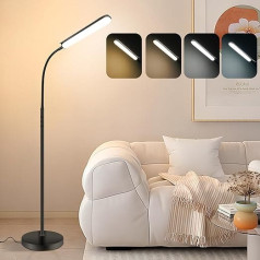 VARICART Dzīvojamās istabas stāvlampa, 18 W LED stāvlampa, aptumšojama, 1800 LM stāvlampa ar tālvadības pulti, 3000 K - 6500 K regulējama krāsu temperatūra, 1H taimeris un atmiņas funkcija, grīdas lampa guļamistabai