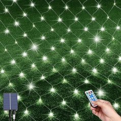 Tālvadības pasaku gaismas, 2 m x 3 m 198 LED gaismas tīkls, āra eglīšu pasaku gaismas, ūdensizturīgs pasaku gaismas tīkls ar 8 apgaismojuma režīmiem, saules gaismas tīkls Ziemassvētkiem, kāzām, logiem, krūmiem